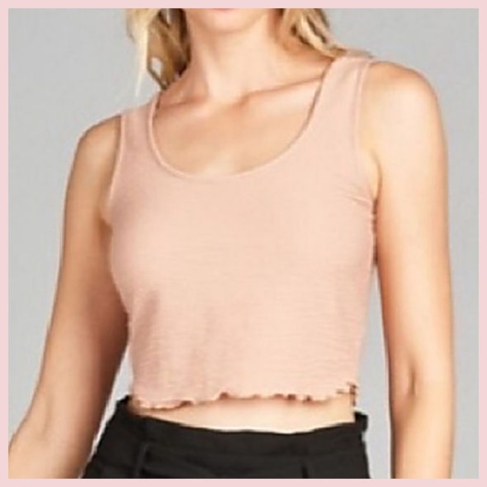 SALE !! NEW Crop Top Nude Textured Edge Tank S M L
